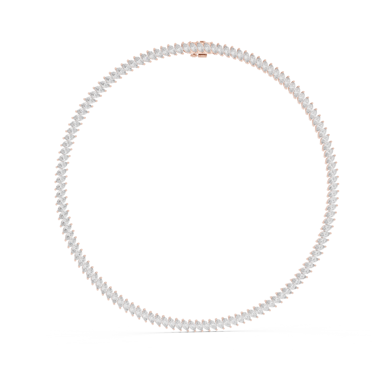 Mariselle Marquise Lab Grown Diamond Tennis Necklace, Rose Gold