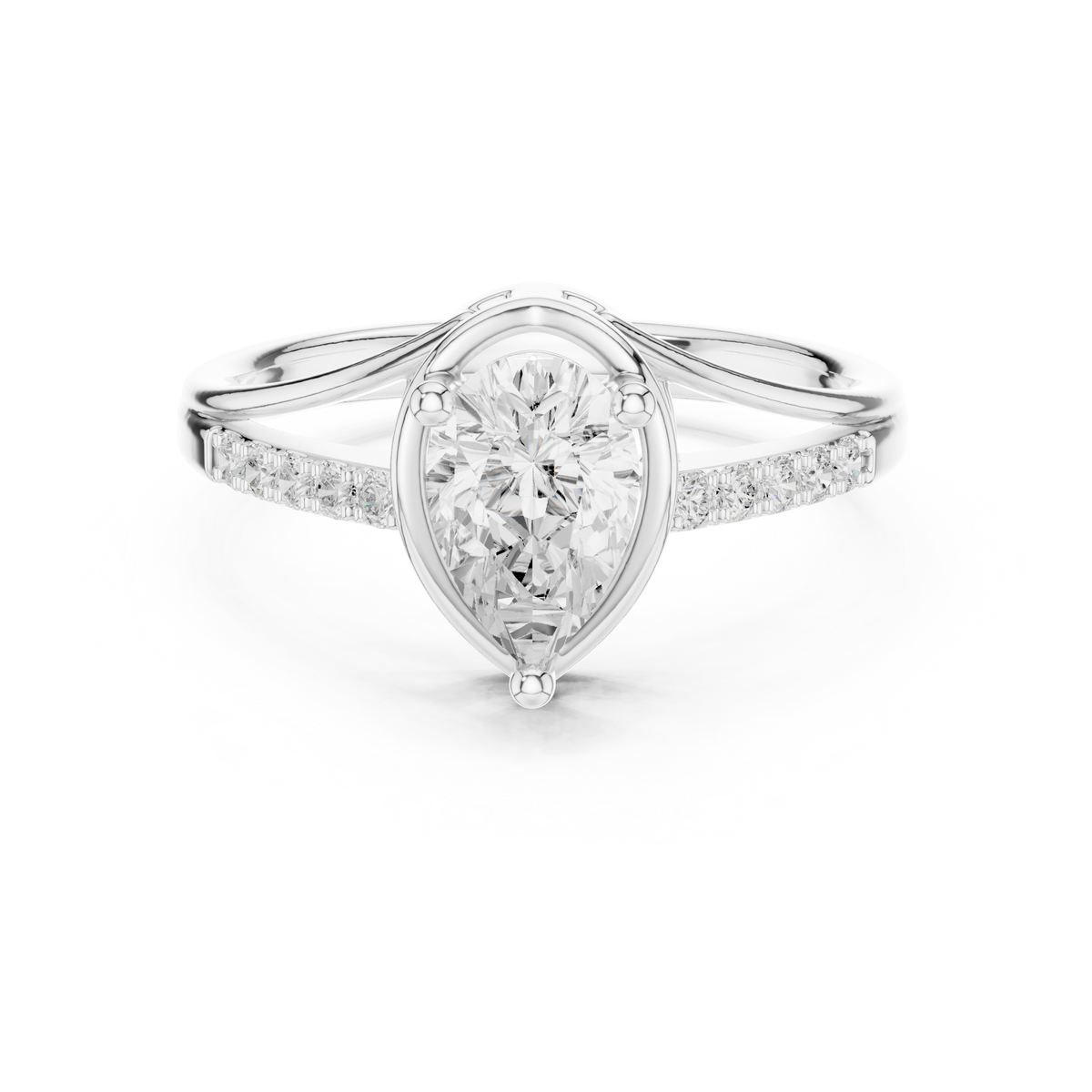 Pear Luxe Vine 0.80 Ct Lab Grown Diamond Office Wear Ring, White Gold