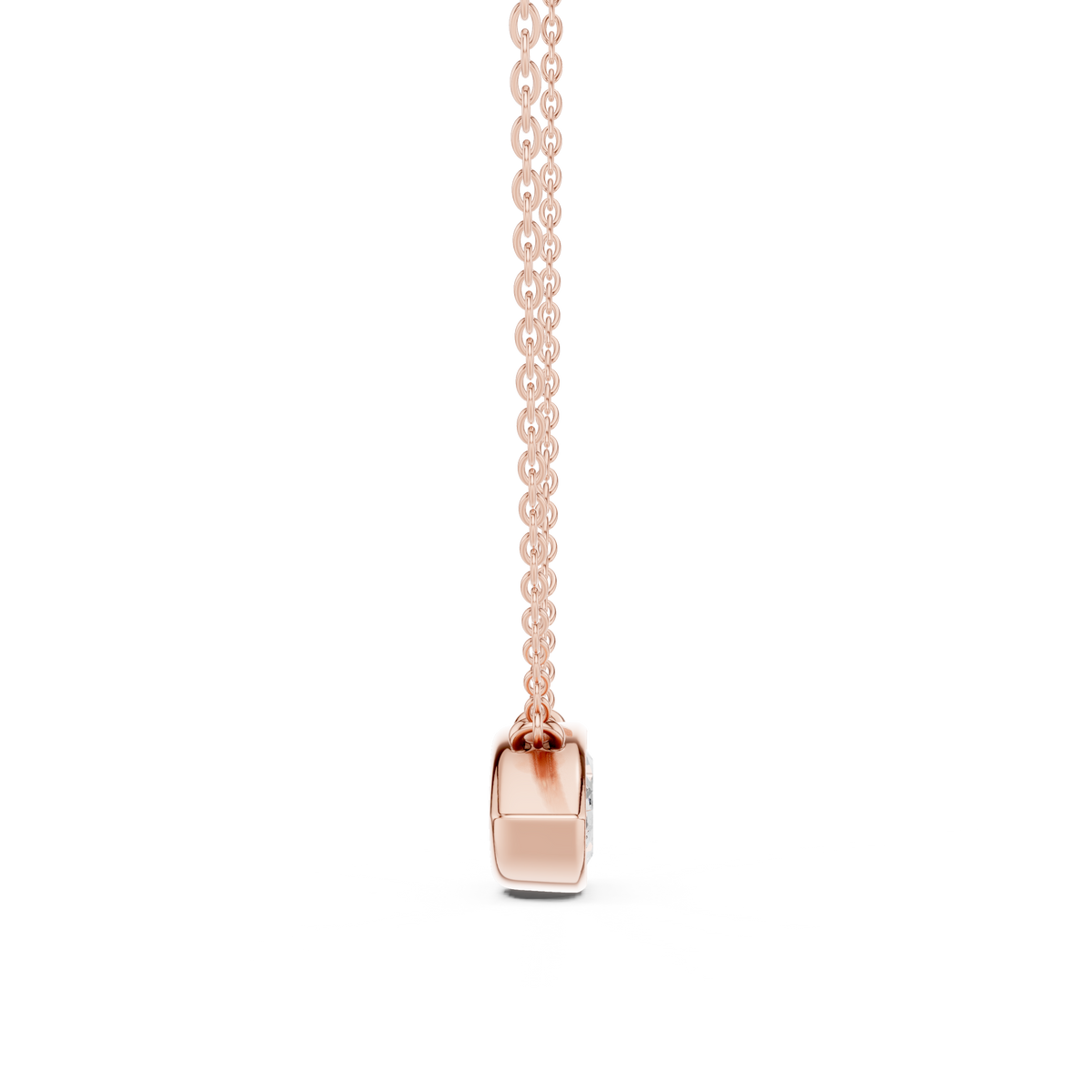 Marquise Cut Bezel Lab Grown Diamond Solitaire Pendant, Rose Gold