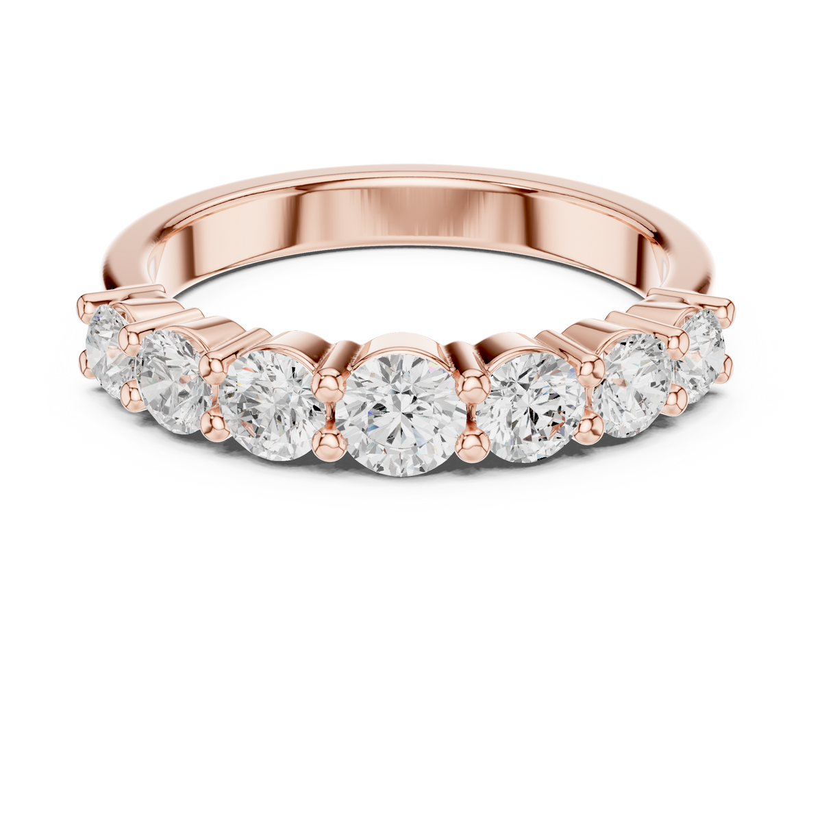 Graduated Round Diamond Half Eternity Ring, Rose Gold
