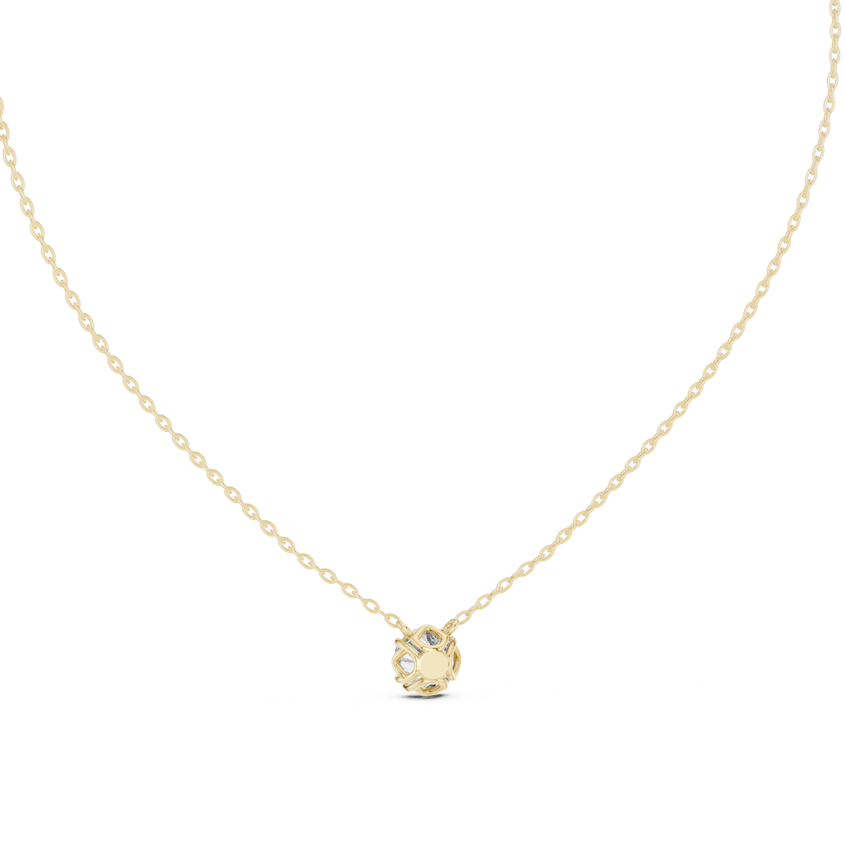 Round Cut Lab Grown Diamond Solitaire Pendant, Yellow Gold