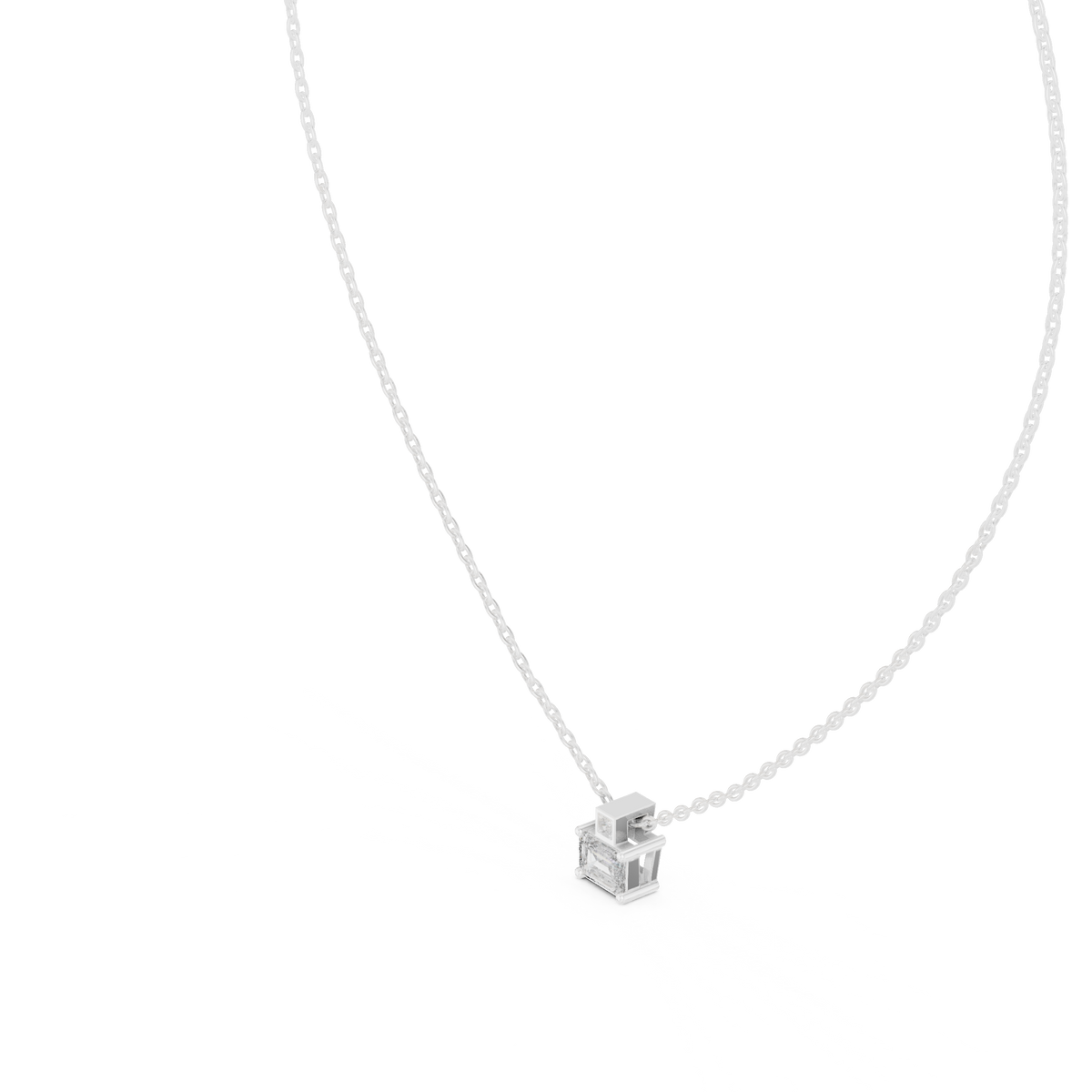 0.50 CT Emerald Cut Lab Grown Diamond Pendant, White Gold