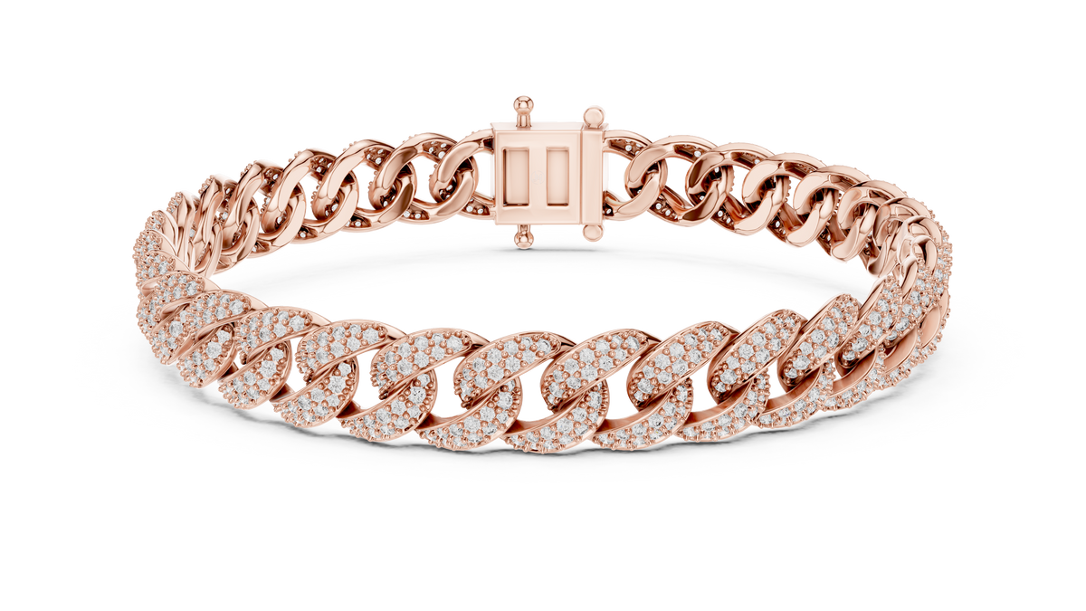Cuban Link Pavé Lab Grown Diamond Bracelet, Rose Gold