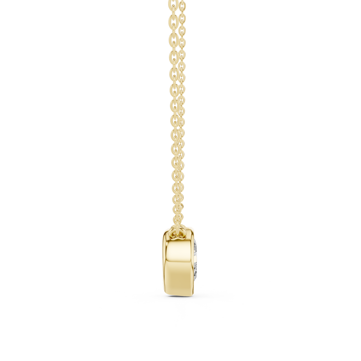 Heart Cut Bezel Lab Grown Diamond Solitaire Pendant, Yellow Gold