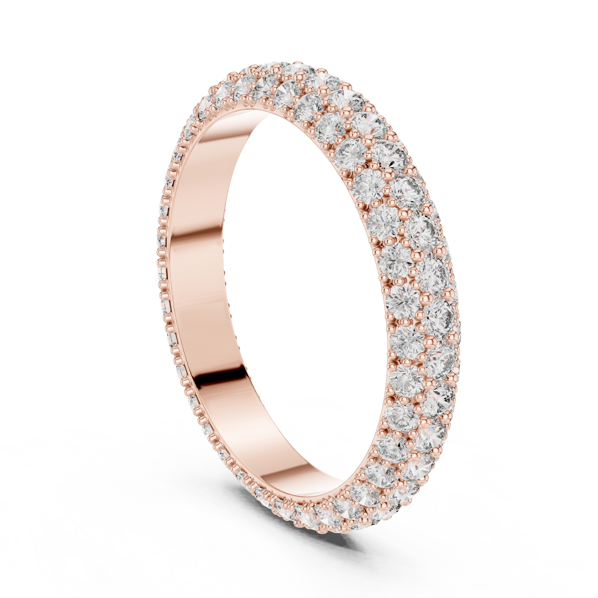 Triple Row Lab-Grown Diamond Band Ring, Rose Gold