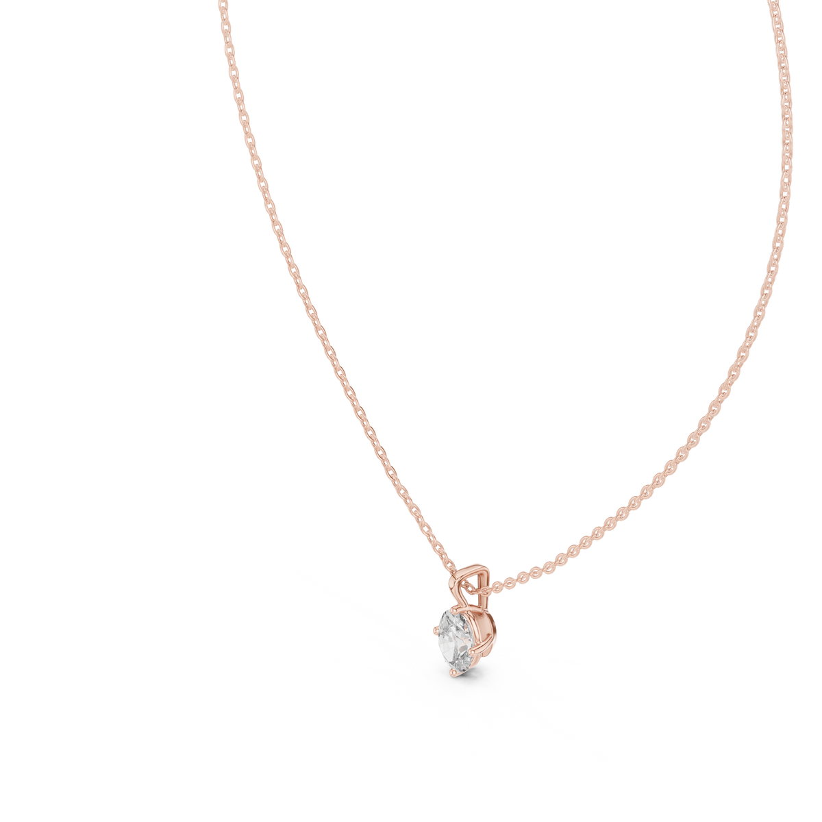 1.00 CT Oval Cut Lab Grown Diamond Solitaire Pendant, Rose Gold