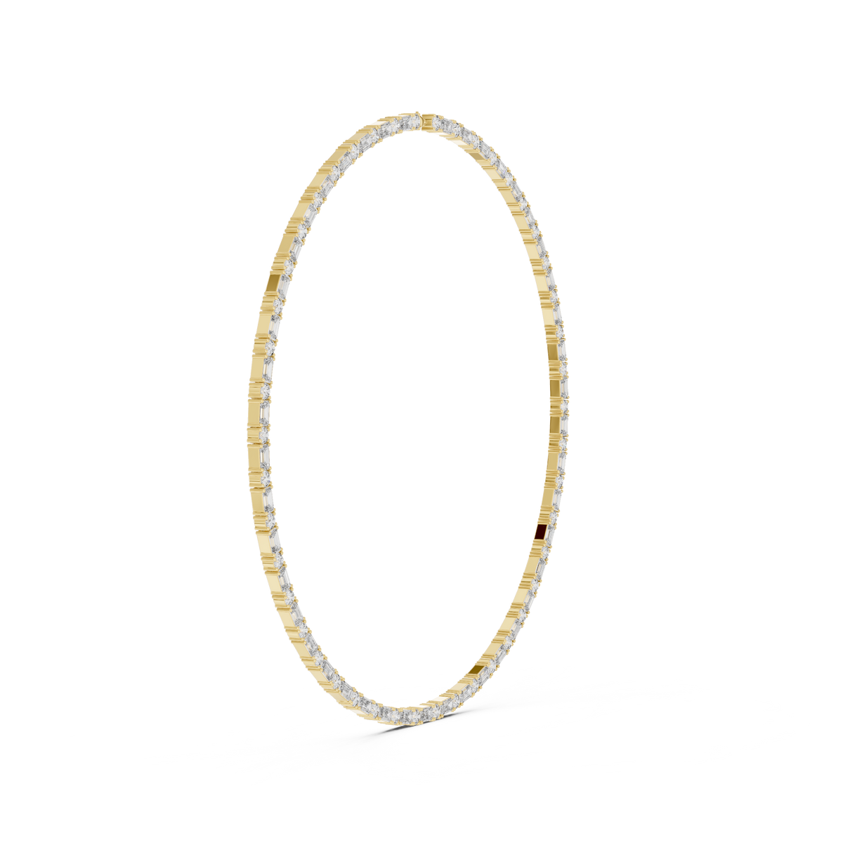 Aveline Emerald & Round Lab Grown Diamond Tennis Necklace, Yellow Gold