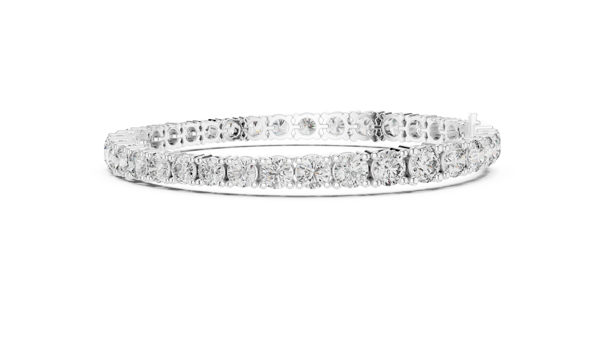 IGI Certified Round Lab Grown Diamond Tennis Bracelet, White Gold