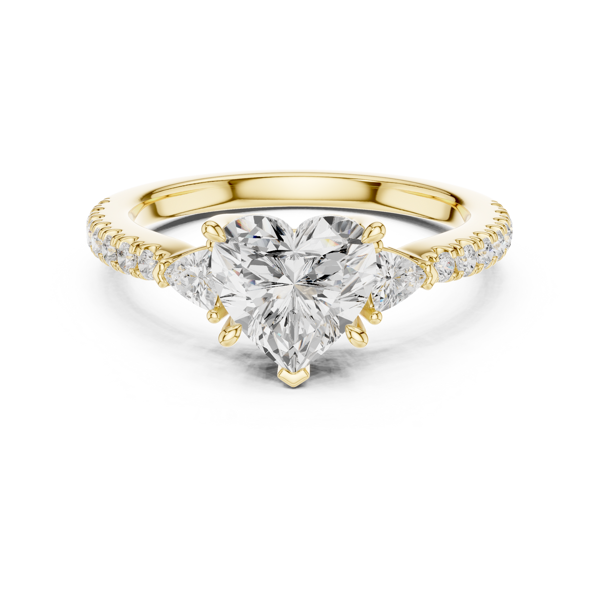 IGI Certified Heart Cut Lab Grown Diamond Special Occasion Ring, Yellow Gold