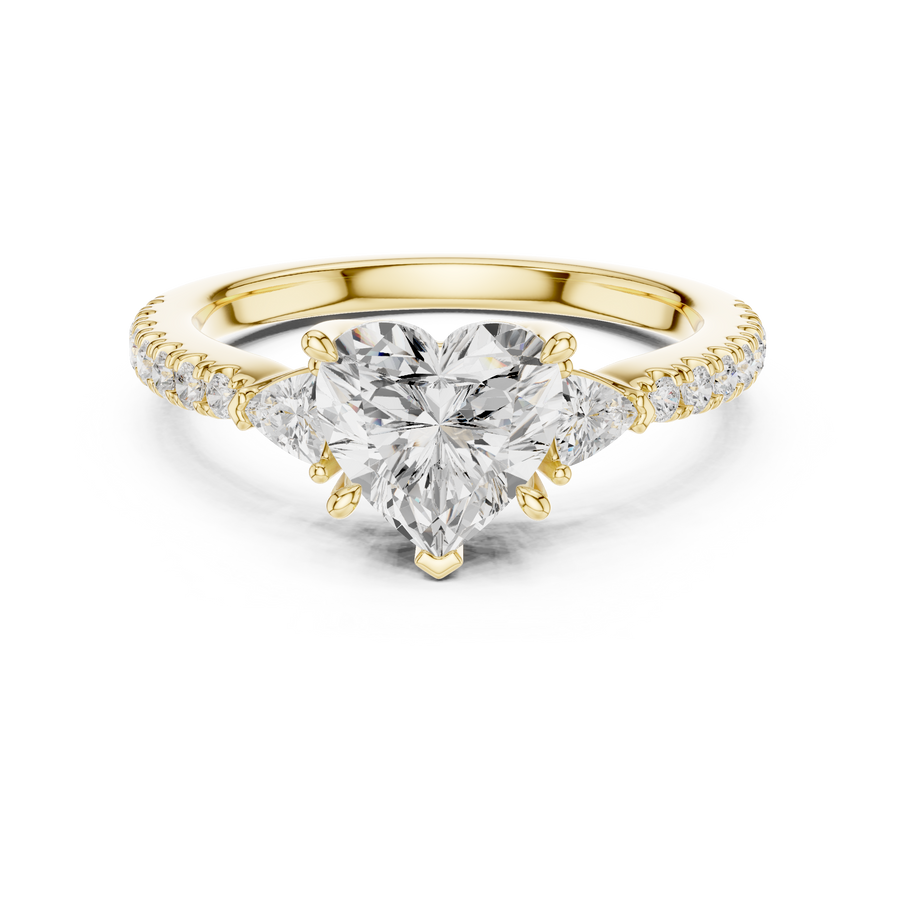 IGI Certified Heart Cut Lab Grown Diamond Special Occasion Ring, Yellow Gold