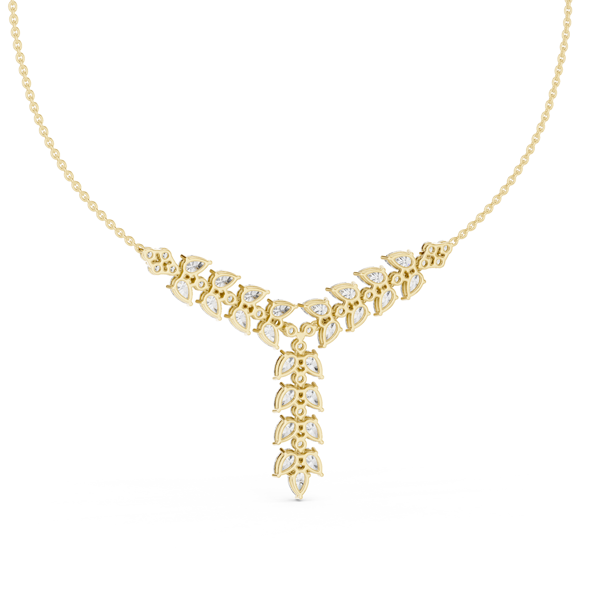 Floral Pear & Round Lab Grown Diamond Statement Pendant, Yellow Gold