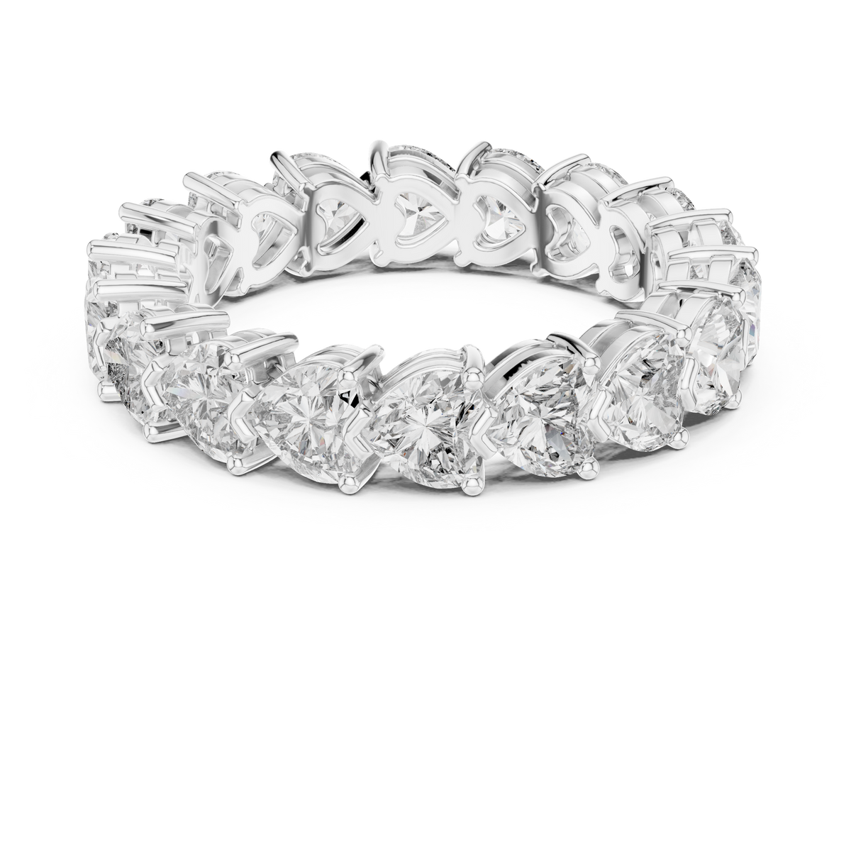 Heart Shape Lab Grown Diamond Eternity Band Ring, White Gold