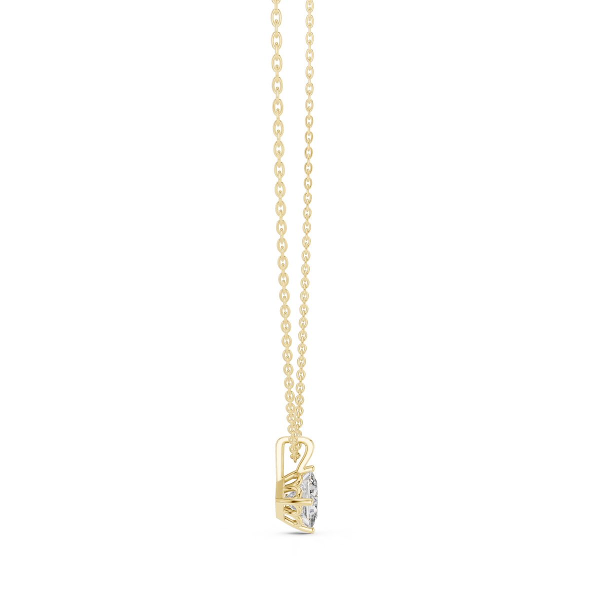1.00 CT Princess Cut Lab Grown Diamond Solitaire Pendant, Yellow Gold