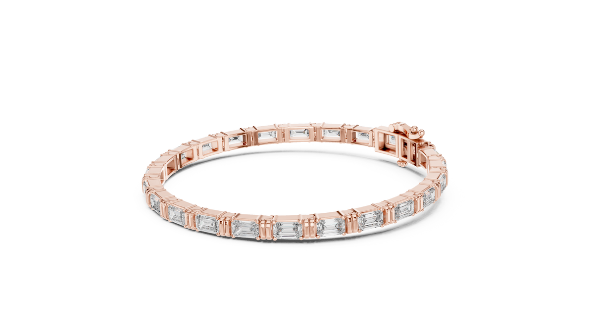 Emerald Cut Lab Grown Diamond Tennis Bracelet, Rose Gold