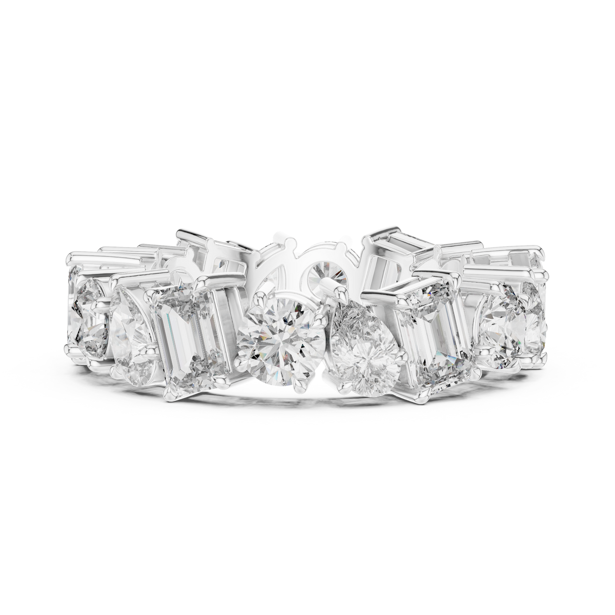 Multi-Shape Lab Grown Diamond Eternity Band Ring, White Gold