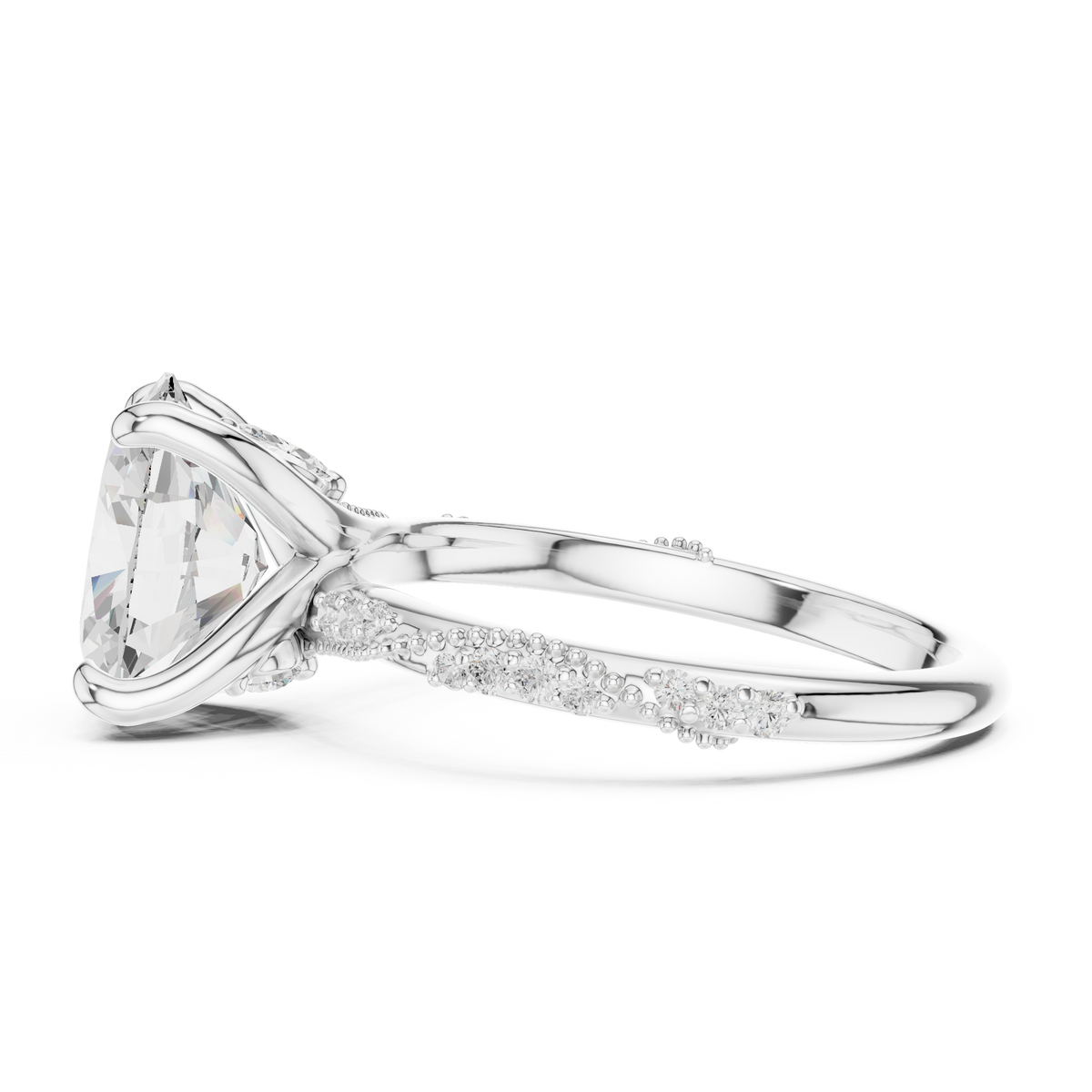 IGI Certified Oval Cut Lab-Grown Diamond Engagement Ring, White Gold