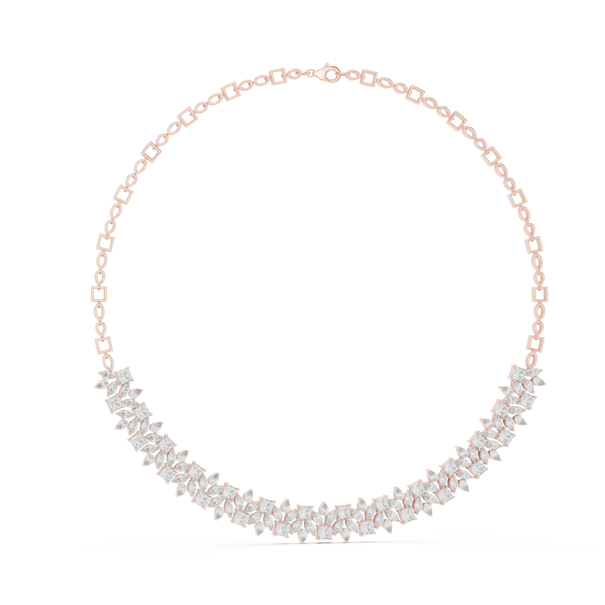 Verdelle Multi Shape Lab Grown Diamond Statement Necklace, Rose Gold