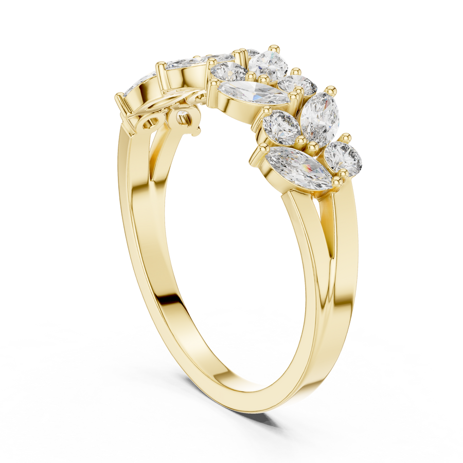 Lab Grown Diamond Marquise & Round Cluster Ring, Yellow Gold