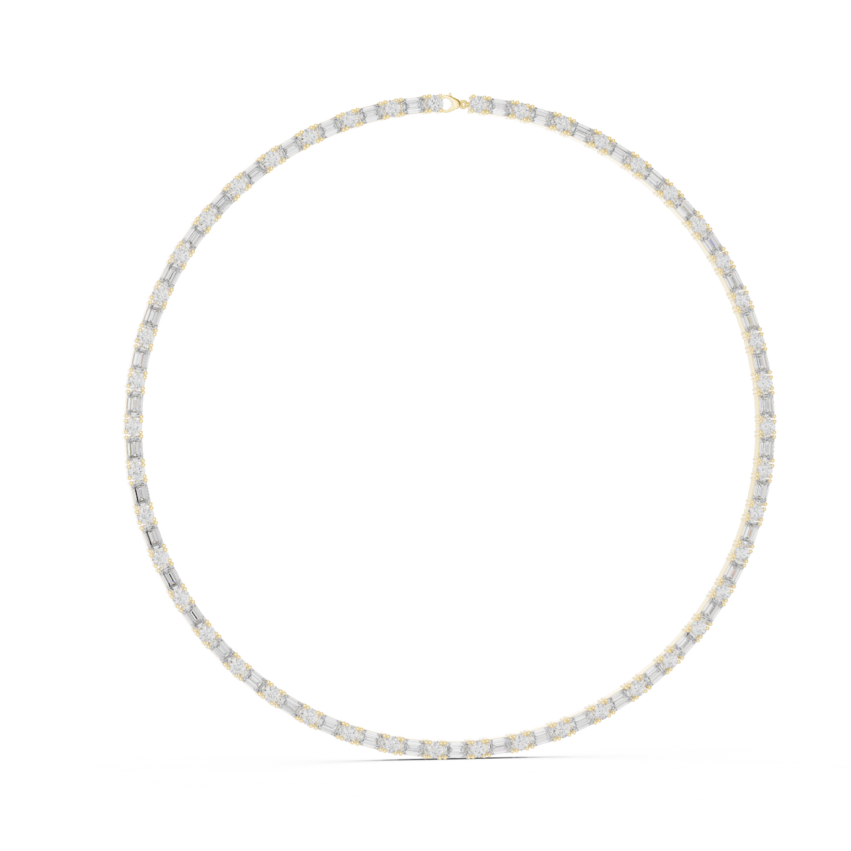 Aveline Emerald & Round Lab Grown Diamond Tennis Necklace, Yellow Gold