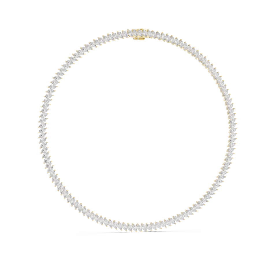 Mariselle Marquise Lab Grown Diamond Tennis Necklace, Yellow Gold