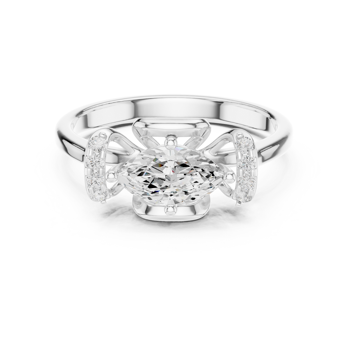 0.70 Ct Marquise Floral Embrace Lab Grown Diamond Ring IGI Certified, White Gold