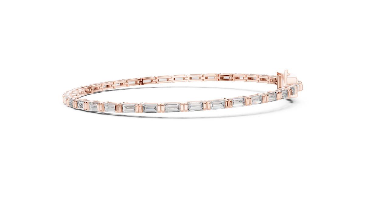 Baguette Lab Grown Diamond Tennis Bracelet, Rose Gold