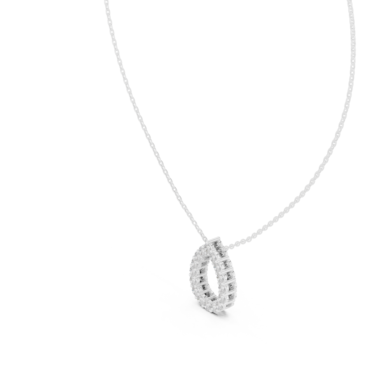 Round Lab Grown Diamond Open Pear Pendant, White Gold