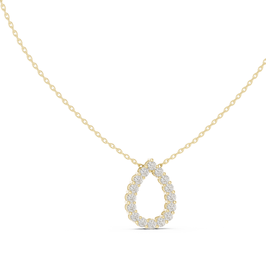 Round Lab Grown Diamond Open Pear Pendant, Yellow Gold
