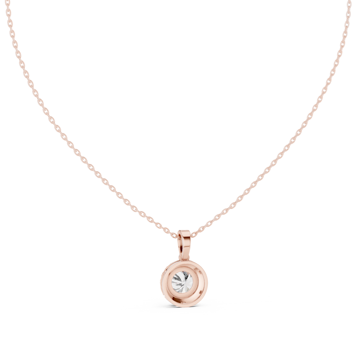 IGI Certified 2 Carat Round Halo Lab Grown Diamond Pendant, Rose Gold