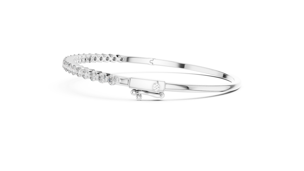 Classic Round Lab Grown Diamond Bangle Bracelet, White Gold