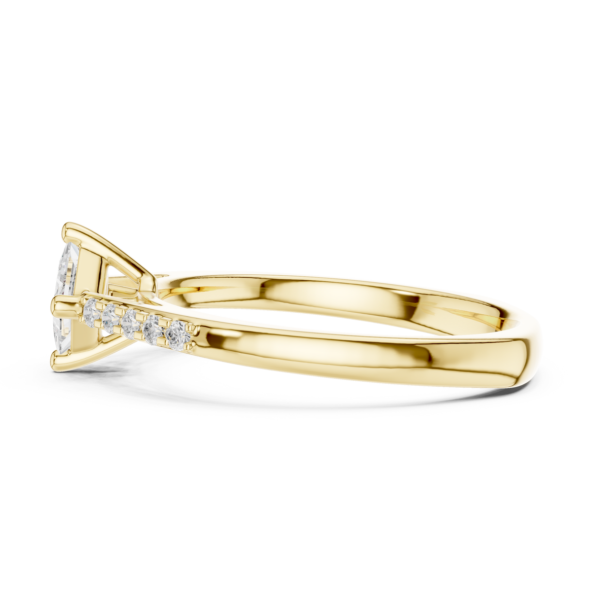 Princess Cut Lab Grown Diamond Daily Wear Casual Ring, Yellow Gold