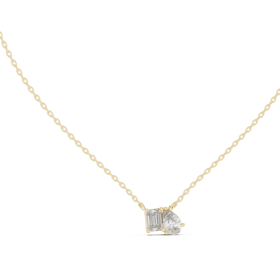 Toi et Moi Emerald & Pear Lab Grown Diamond Pendant, Yellow Gold