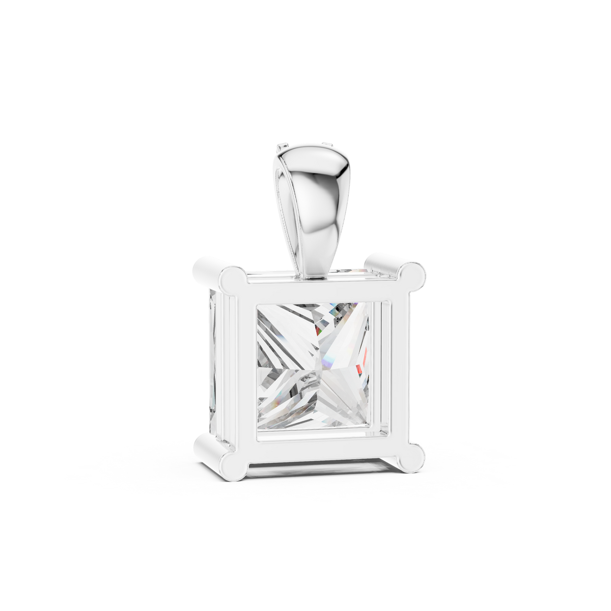 Princess Cut Lab Grown Diamond Pendant, White Gold