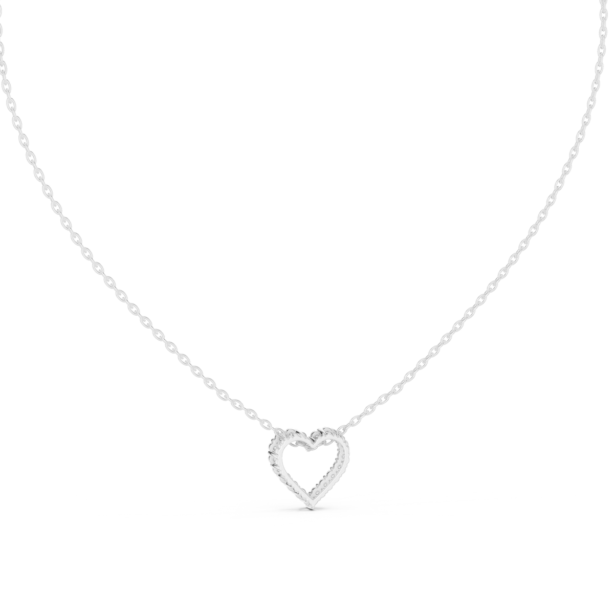 0.20 CT Round Lab Grown Diamond Open Heart Pendant, White Gold