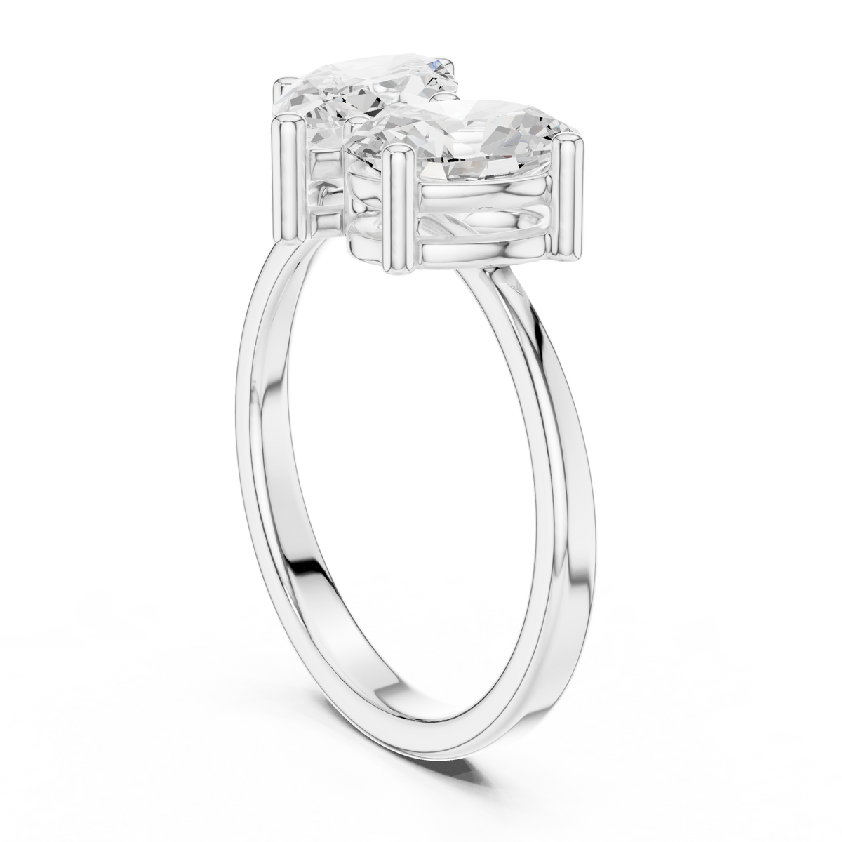 Toi et Moi Oval & Marquise Cut Lab Grown Diamond Ring, White Gold