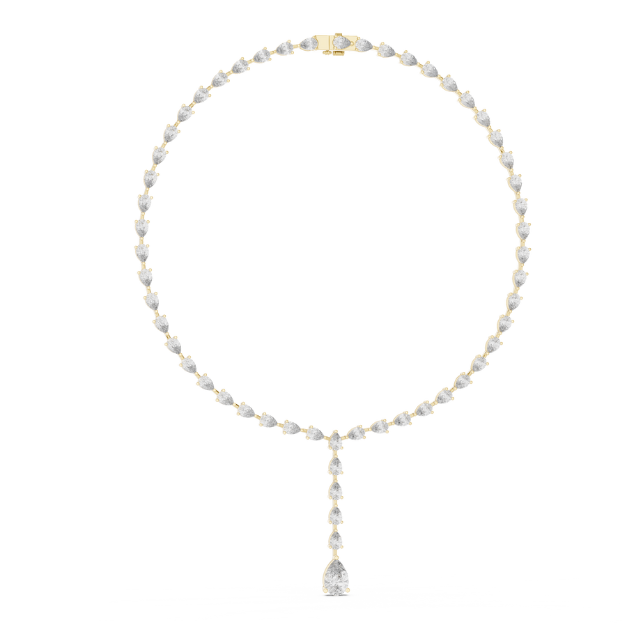 Serena Pear Lab Grown Diamond Tennis Necklace, Yellow Gold