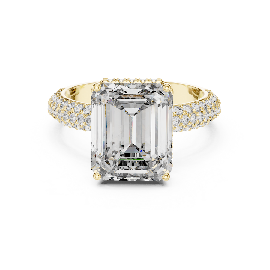 IGI Certified Emerald Lab Grown Diamond Anniversary Ring, Yellow Gold