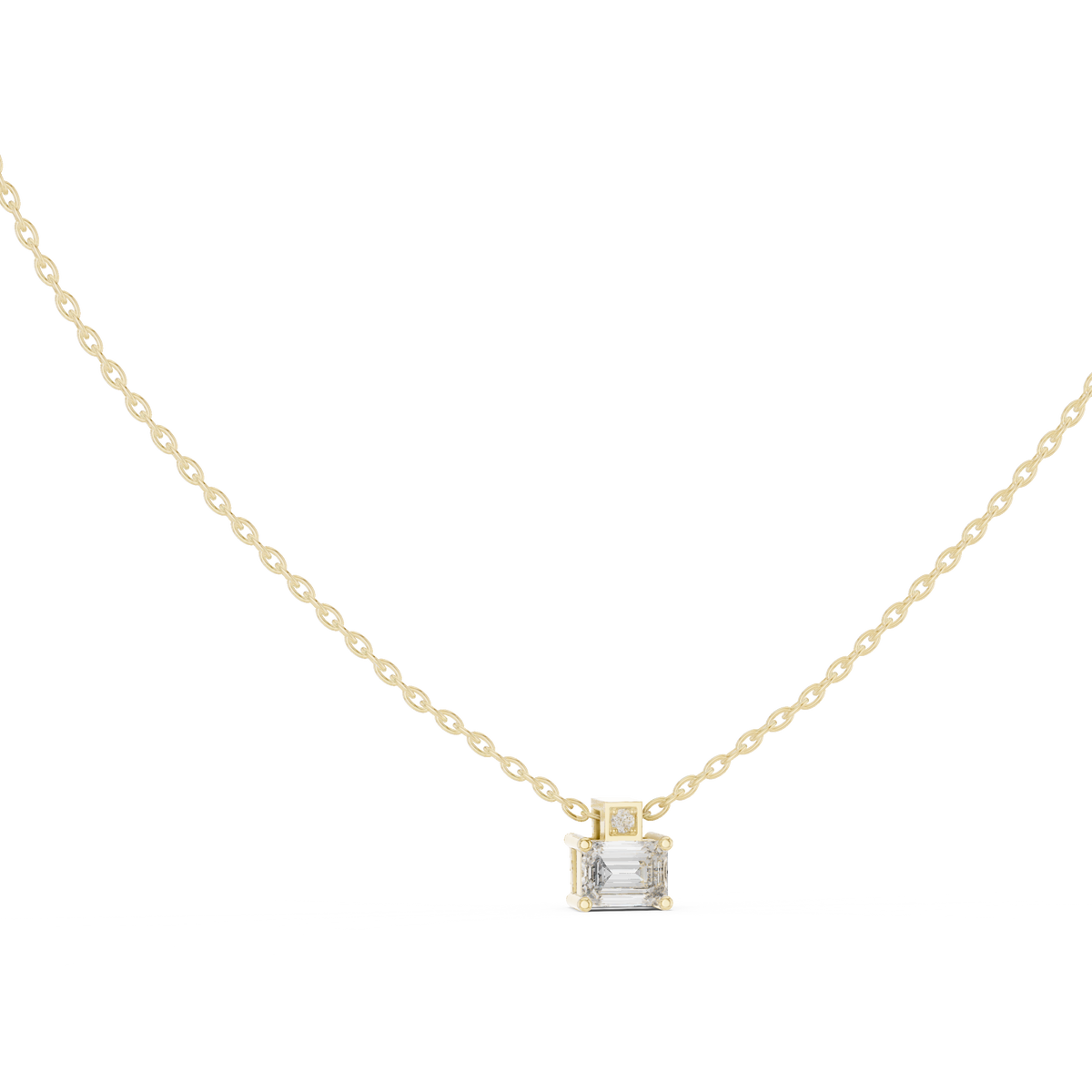 0.50 CT Emerald Cut Lab Grown Diamond Pendant, Yellow Gold