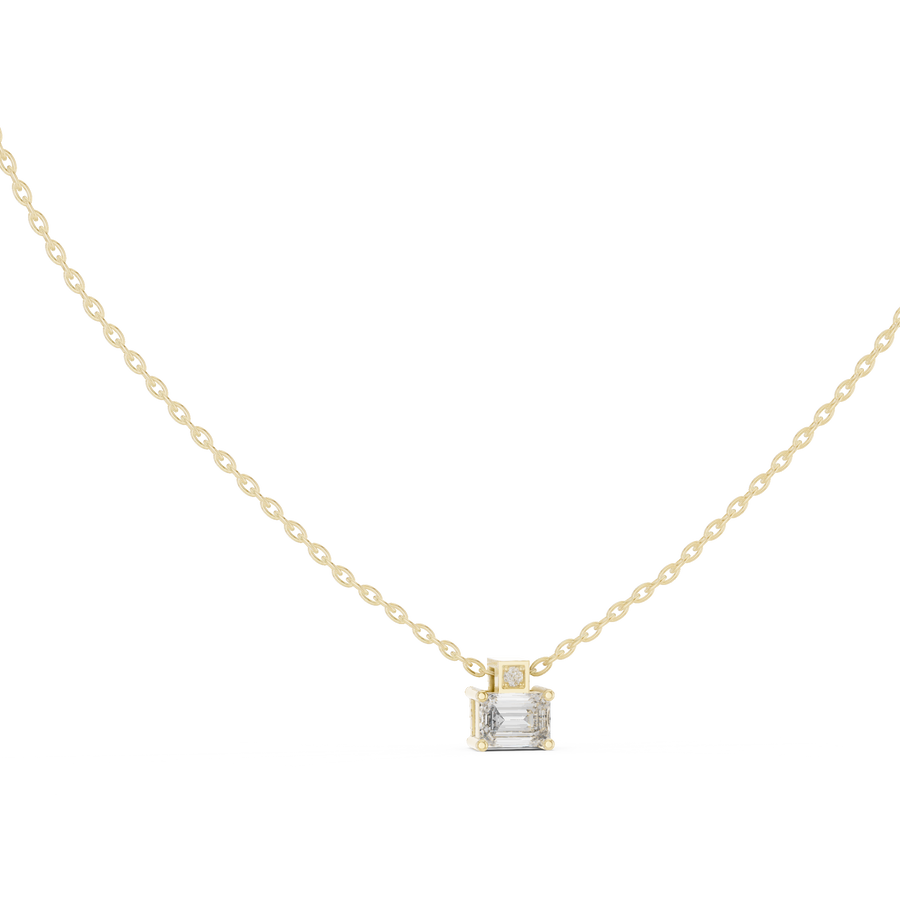 0.50 CT Emerald Cut Lab Grown Diamond Pendant, Yellow Gold