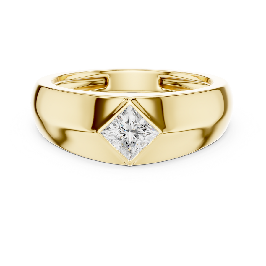 IGI Certified 0.50 CT Round Lab Grown Diamond Statement Ring for Daily Wear, Yellow Gold