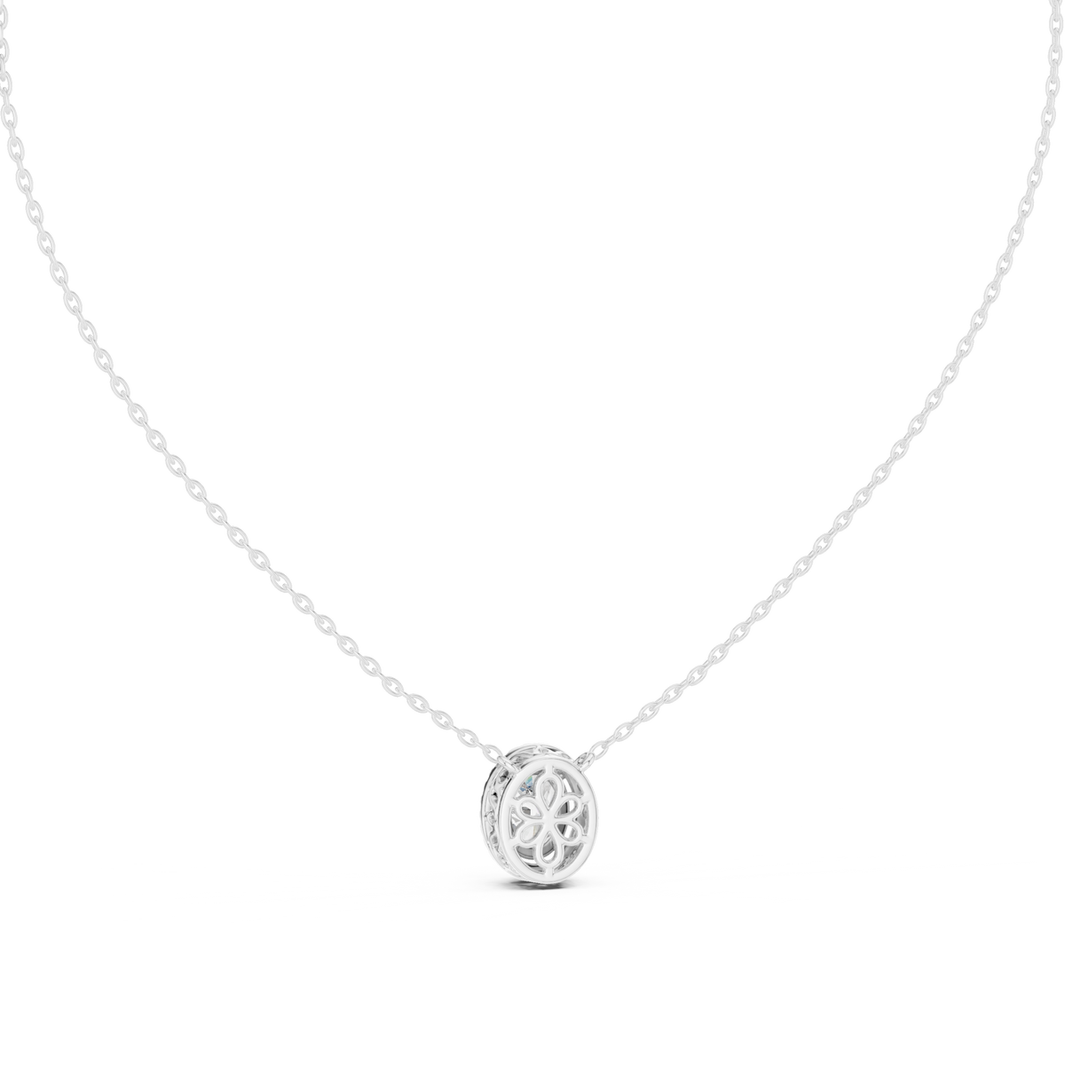 IGI Certified Oval Halo Lab Grown Diamond Pendant, White Gold