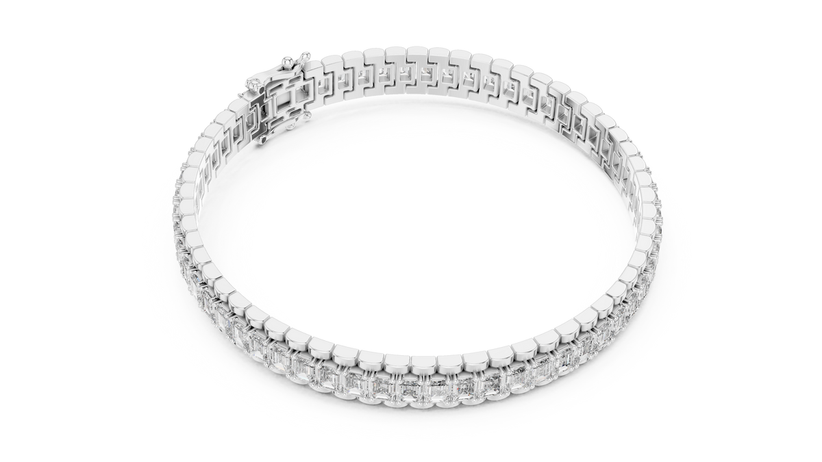 Emerald Cut IGI Certified Lab Grown Diamond Tennis Bracelet, White Gold