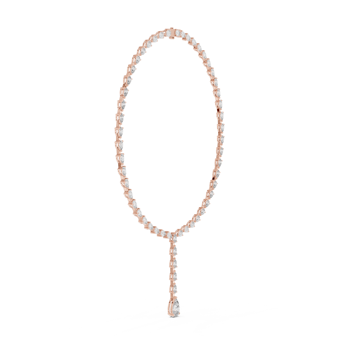 Serena Pear Lab Grown Diamond Tennis Necklace, Rose Gold