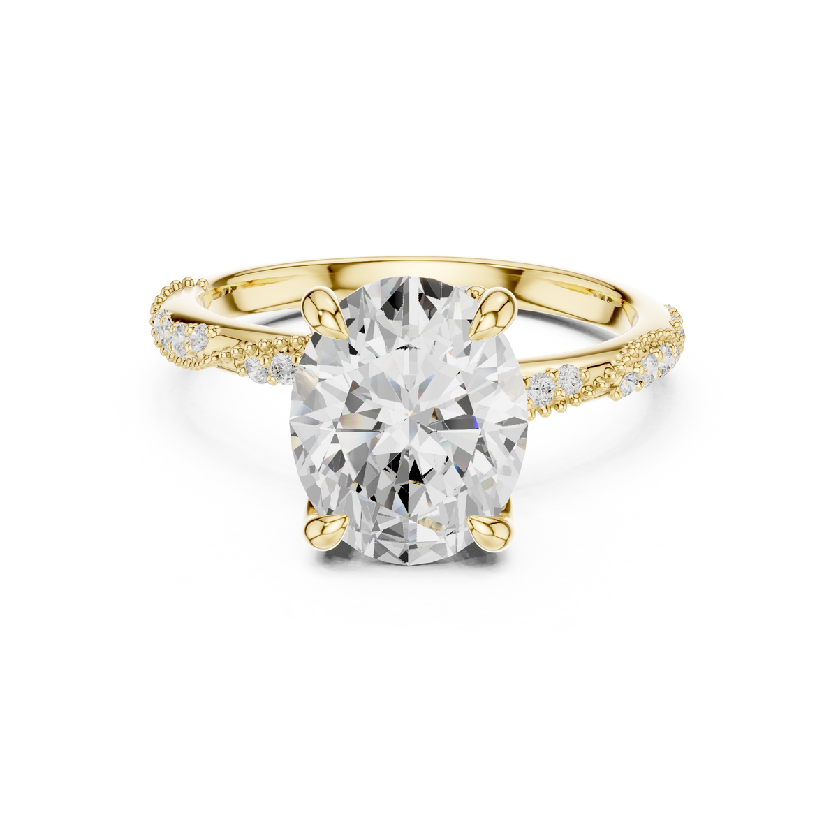 IGI Certified Oval Cut Lab-Grown Diamond Engagement Ring, Yellow Gold
