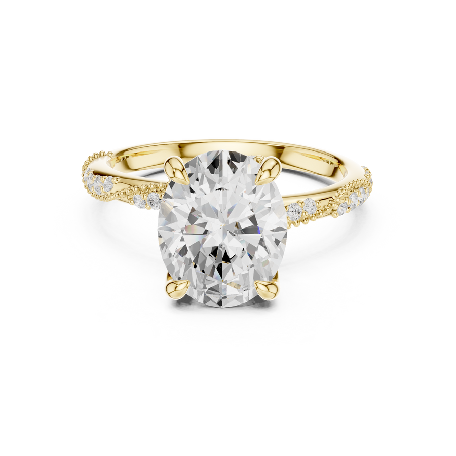 IGI Certified Oval Cut Lab-Grown Diamond Engagement Ring, Yellow Gold