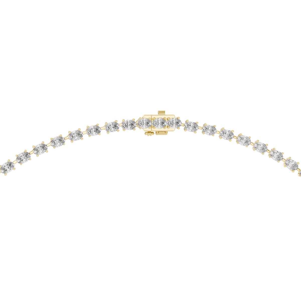 IGI Certified Oval Lab Grown Diamond Drop Tennis Necklace, Yellow Gold