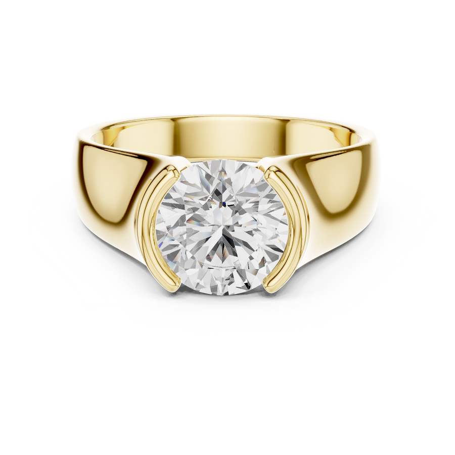 1.50 CT Round Lab Grown Diamond Men’s Ring in Fine Gold, Yellow Gold
