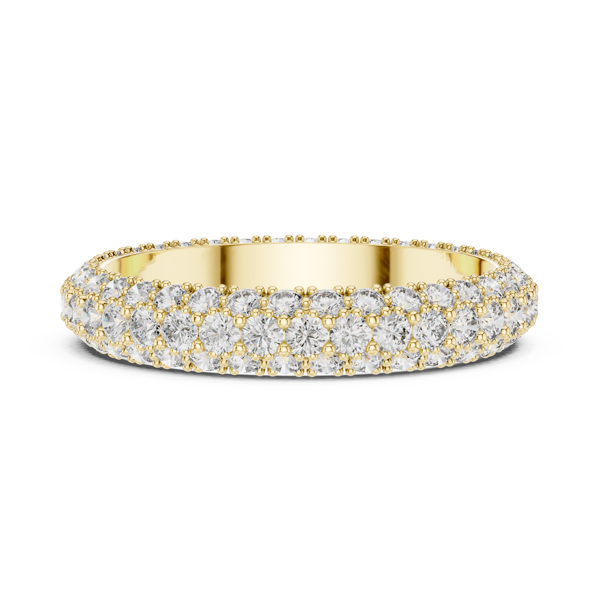 Triple Row Lab-Grown Diamond Band Ring, Yellow Gold