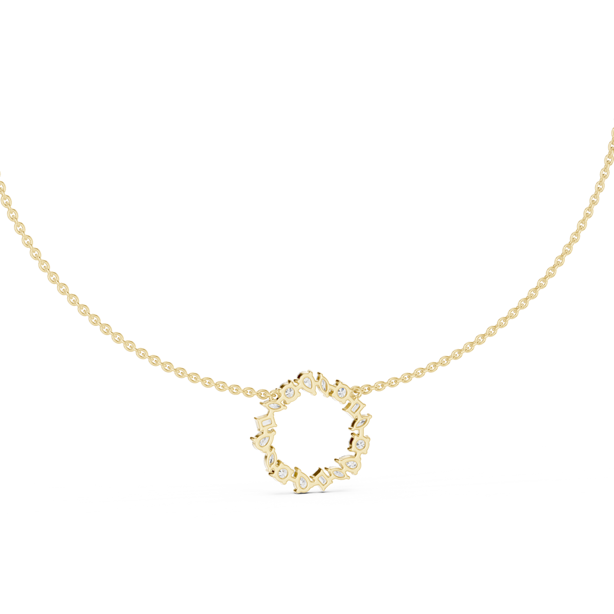 Celeste Multi Shape Lab Grown Diamond Circle Pendant, Yellow Gold
