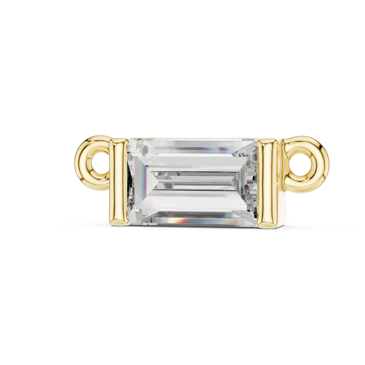 Baguette Lab Grown Diamond Solitaire Pendant, Yellow Gold